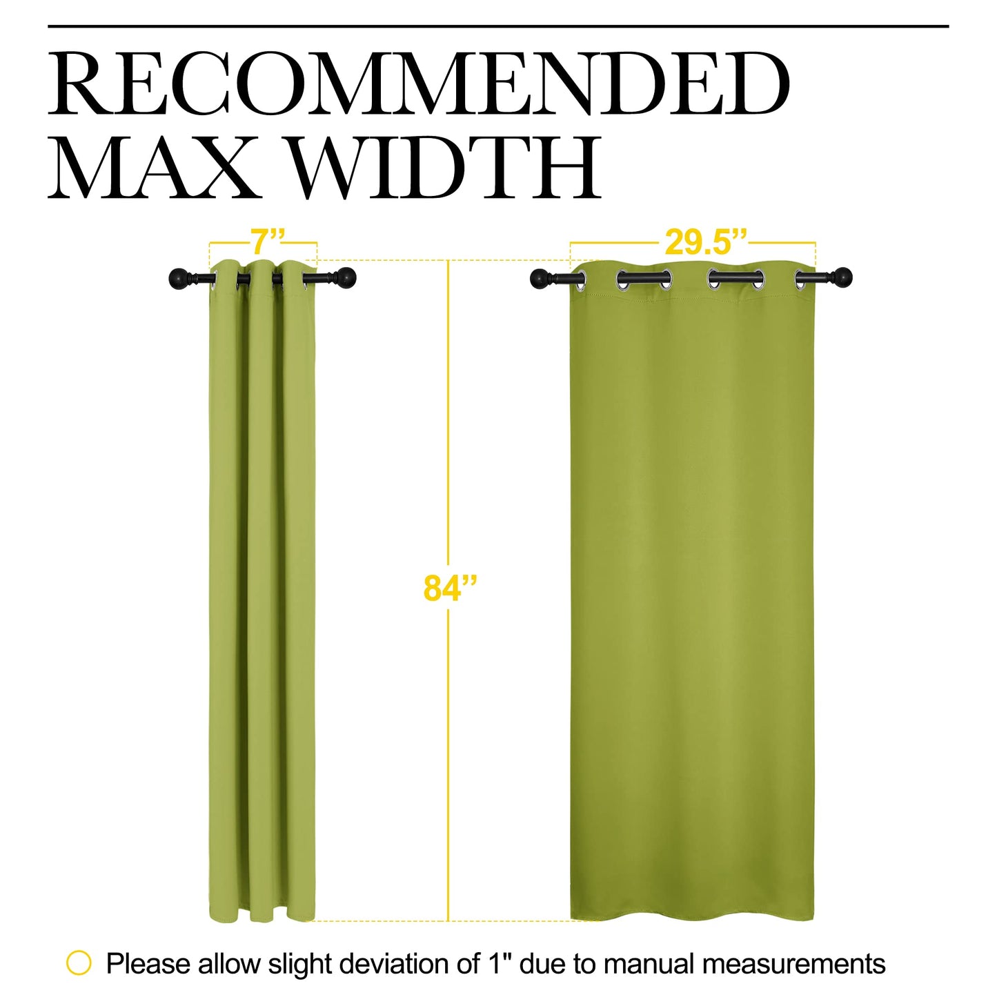 NICETOWN Green Blackout Curtains Window Panels, Window Treatment Thermal Insulated Solid Grommet Blackout Draperies/Drapes for Christmas Bedroom (Set of 2, 34 by 84 Long, Fresh Green)
