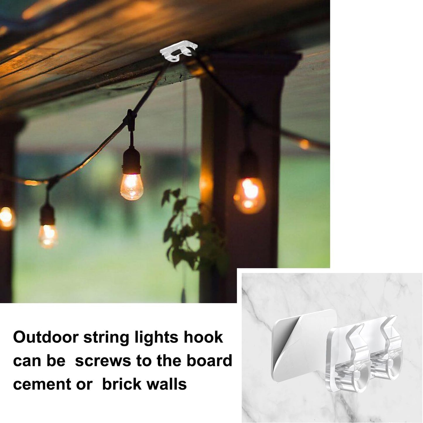 Outdoor Light Clips by [Brand Name] - 50 Heavy-Duty Waterproof Adhesive Clips for LED String Lights