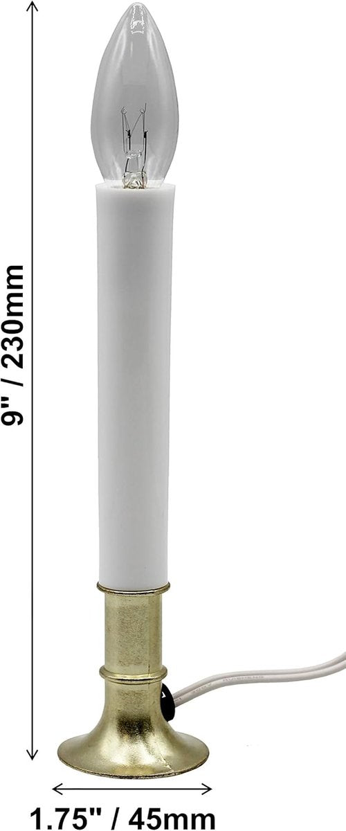 Creative Hobbies® Electric Window Candles - Pack of 6 with On/Off Switch & Brass Plated Base
