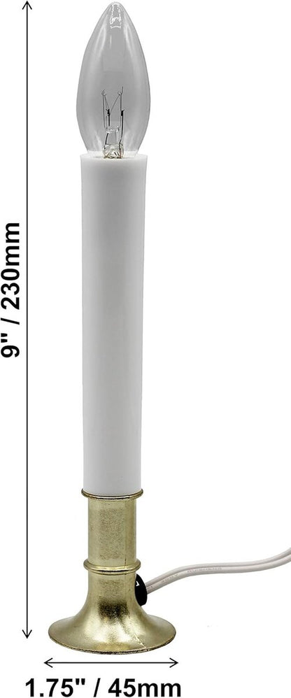 Creative Hobbies® Electric Window Candles - Pack of 6 with On/Off Switch & Brass Plated Base