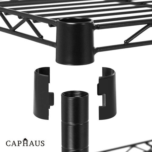CAPHAUS 4-Tier Wire Shelving Unit - Adjustable Height Metal Storage Rack | Black Utility Organizer