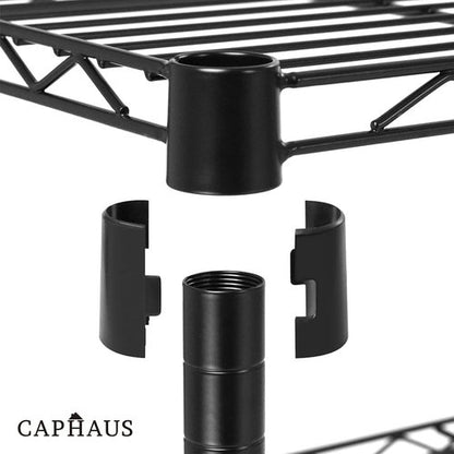 CAPHAUS 4-Tier Wire Shelving Unit - Adjustable Height Metal Storage Rack | Black Utility Organizer