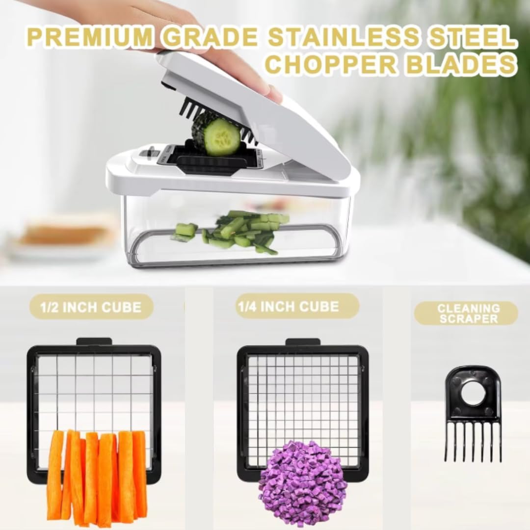 Skiennix Vegetable Chopper - 15-in-1 Mandoline Slicer & Food Dicer with Storage Container