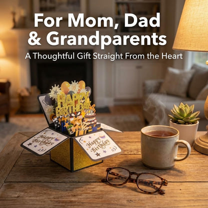 Pop Up 3D Birthday Card - Unique Greeting Card with Envelope for Him, Her, Kids | Perfect Gift