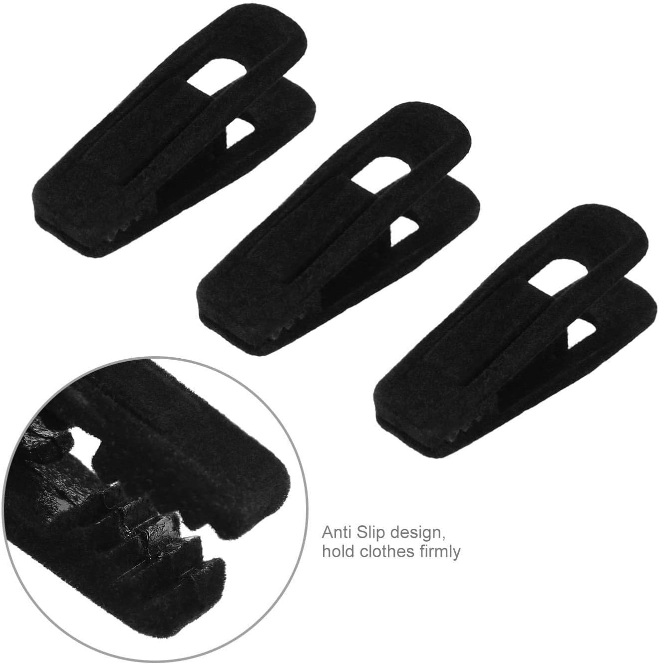 Skiennix Velvet Hanger Clips - 20 Pack Strong Clips for Skirts & Pants | Black Color