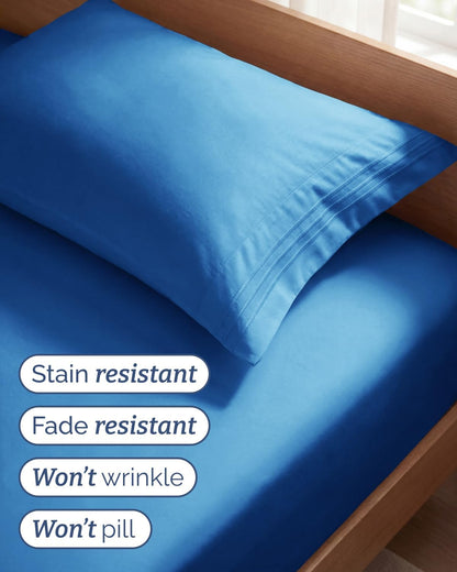 Royal Blue Twin Size 3-Piece Sheet Set | Comfy, Breathable, Cooling Bedding - Hotel Luxury for All