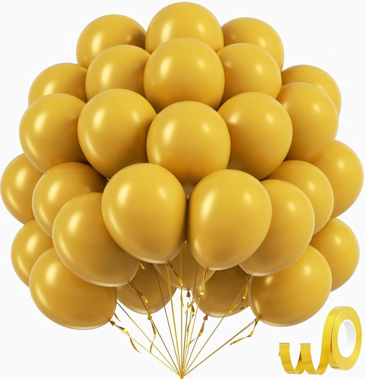 Mustard Yellow Balloons - 12 Inch Latex Balloons | 50 Pack for Fall Baby Showers & Birthday Parties