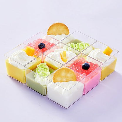 340 Pack Plastic Dessert Cups with Lids and Spoons, 5 OZ Mini Clear Square and Round Goblet Dessert Shooter Cups for Party, Fruit, Ice Cream and Pudding