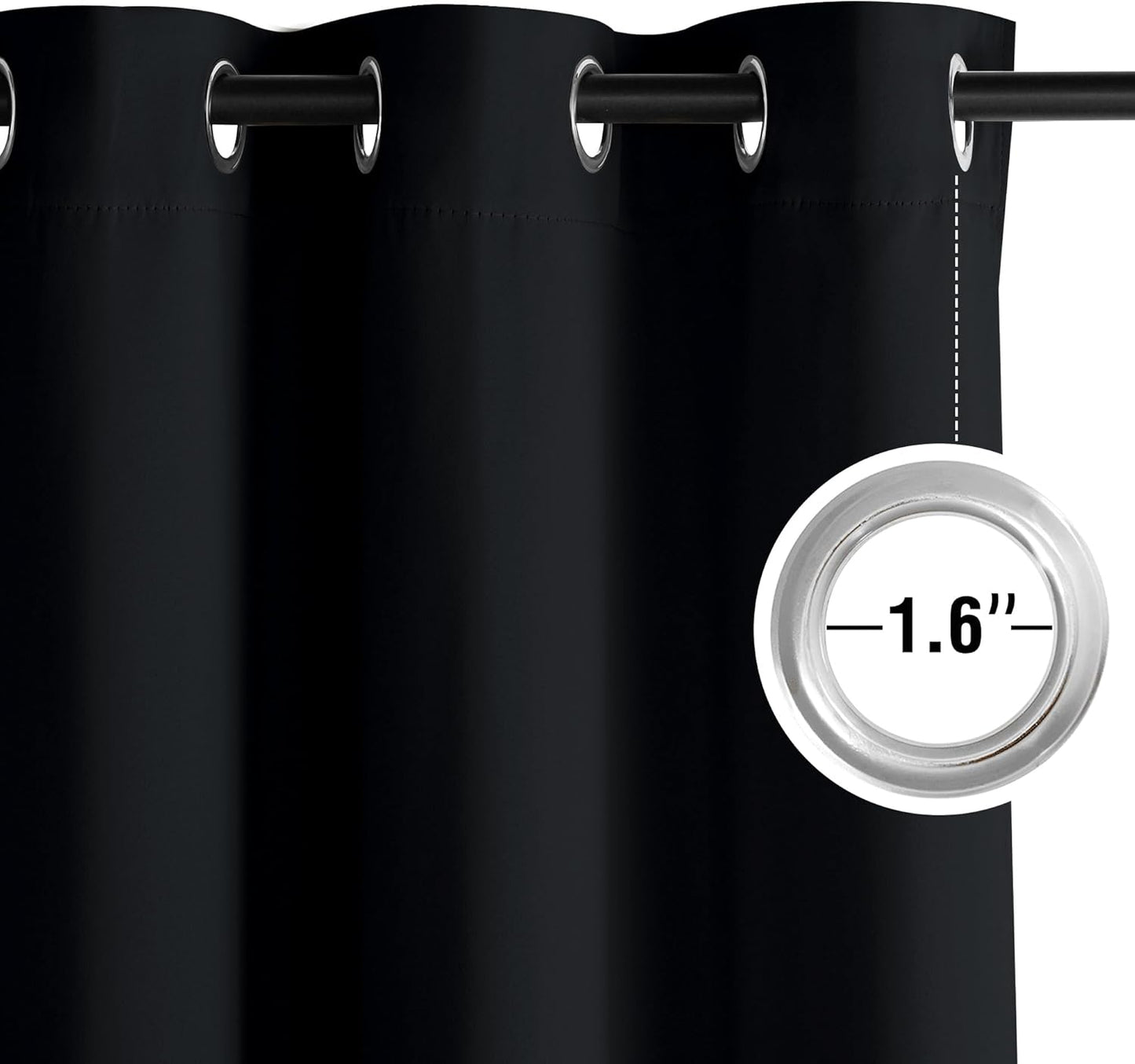 NICETOWN Blackout Curtains - Grommet Drapes for Total Darkness - 95 Inches Long, Black