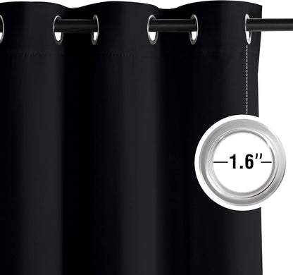NICETOWN Blackout Curtains - Grommet Drapes for Total Darkness - 95 Inches Long, Black