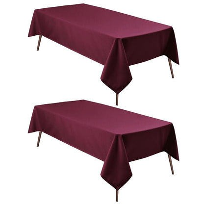 2 Pack Burgundy Tablecloth 54 x 80 Inch - Rectangle Polyester Spillsafe