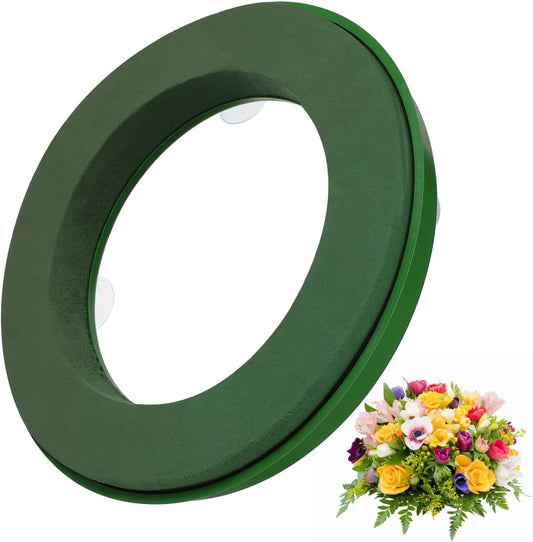 Skiennix Suction Cup Floral Foam Ring - 11.8-Inch Pre-Soaked Base for Fresh Flower Arrangements | Green