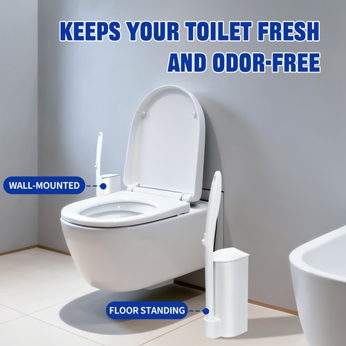 Disposable Toilet Brush and Holder Set, with 50 PCS Toilet Wand refills for Clorox, Wall Mounted Disposable T-oilet Bowl Wand Kit, for Bathroom, Sink & Bathtub, Touchless T-oilet Cleaning System