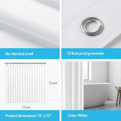 EHZNZIE Shower Curtain Liner Heavy Duty PEVA, Shower Liner 72x72 Inches, Waterproof, No Chemical Smell with 12 Rust Proof Metal Grommets for Bathroom Shower Curtain, Frosted