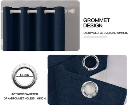 MIULEE Blackout Curtains - 100% Thermal Insulated Linen Textured Drapes | Midnight Blue, 52 x 45 Inch (2 Panels)