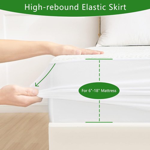 GOONIK Queen Mattress Protector - Waterproof Bamboo Viscose Pad Cover for 6-18 Inch Deep Mattresses