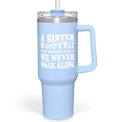 40oz Stainless Steel Tumbler with Handle & Straw — Sister Edition Gift