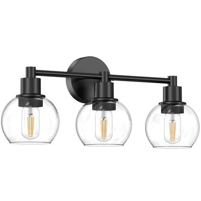 Espird 3 Lights Bathroom Vanity Light Fixtures Black, Bathroom Lights Over Mirror, Industrial and Farmhouse 3 Lights Wall Sconce, Matte Black Globe Vanity Lighting Fixtures