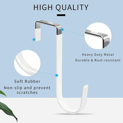 FYY Over The Door Hooks - Heavy Duty 4 Pack Hangers with Rubber Tips | Scratch-Resistant Organizer for Home