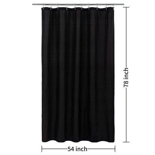 ALYVIA SPRING Stall Fabric Shower Curtain Liner Waterproof - Soft & Lightweight Long Stall Size Shower Curtain with Magnets, Machine Washable - 54x78, Black