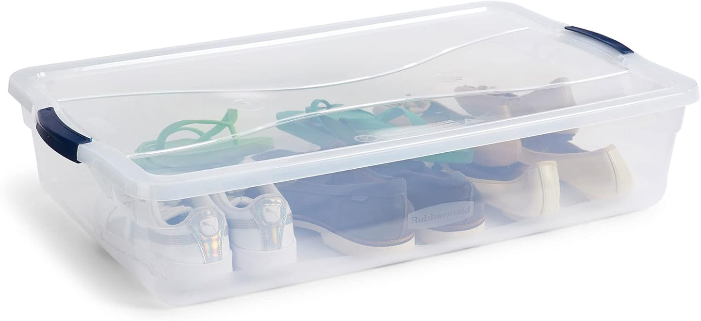 Rubbermaid Cleverstore 42 Quart Clear Stackable Storage Bins with Lids - 4 Pack for Garage & Closet
