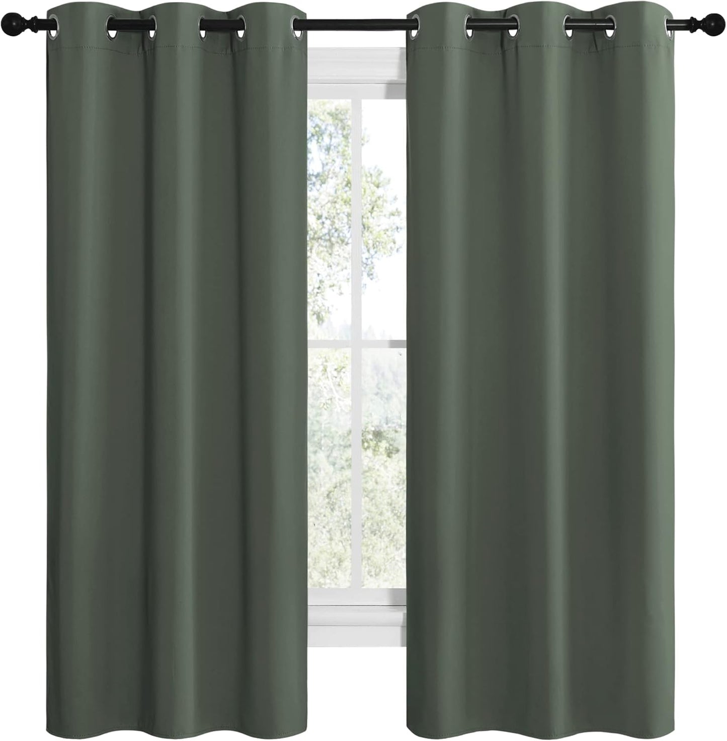 NICETOWN Blackout Curtain Panels - Thermal Insulated Grommet Drapes for Dining Room | Dark Mallard, 42x68-Inch (1 Pair)