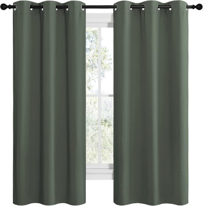 NICETOWN Blackout Curtain Panels - Thermal Insulated Grommet Drapes for Dining Room | Dark Mallard, 42x68-Inch (1 Pair)