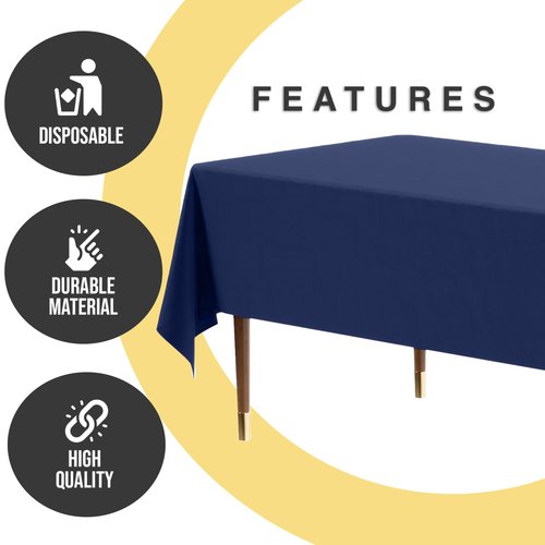 Exquisite 66% Thicker Premium Plastic Table Cloth Rectangle Table Cover 0.5 Mil 12 Pack Navy Blue Table Cloth 54 Inch x 108 Inch Disposable Tablecloth Won't Tear Easily Like Cheap Thin Brands