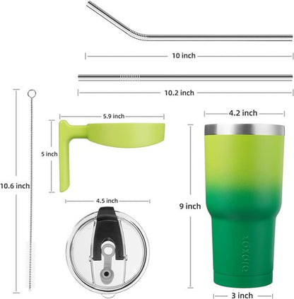 BJPKPK 40 oz Insulated Tumbler With Handle - Stainless Steel Travel Mug in Bamboo Grove