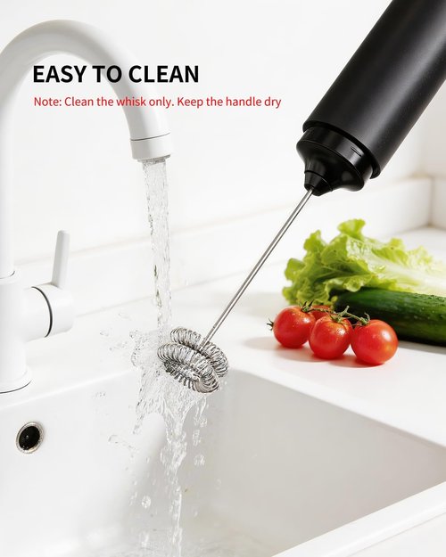 Circle Joy Rechargeable Milk Frother - Dual Coil Electric Whisk for Coffee & Matcha | Portable Handheld Mixer in Black