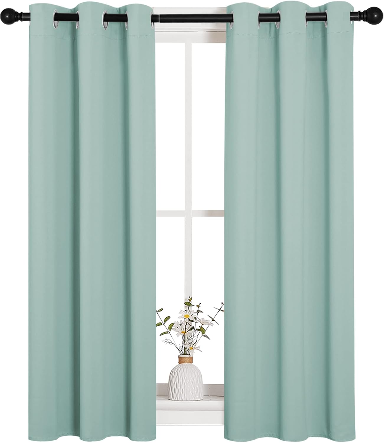 NICETOWN Thermal Insulated Blackout Curtains - Room Darkening Grommet Drapes | Aqua Blue, Set of 2 (29x45")