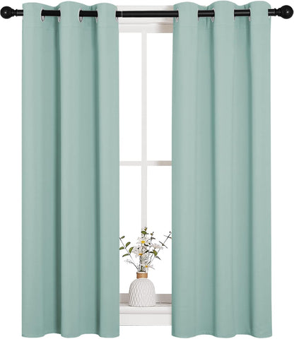 NICETOWN Thermal Insulated Blackout Curtains - Aqua Blue Room Darkening Drapes, Set of 2, 29x40 Inches