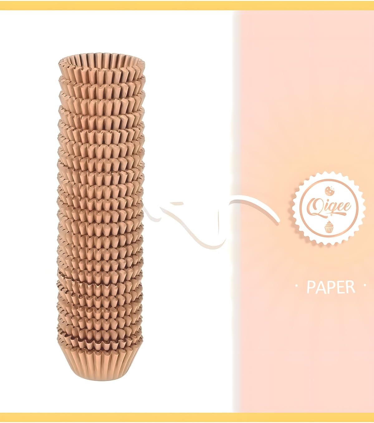 Qiqee Mini Cupcake Liners - 1000 Count Natural Food Grade Baking Cups | Odorless Small Size
