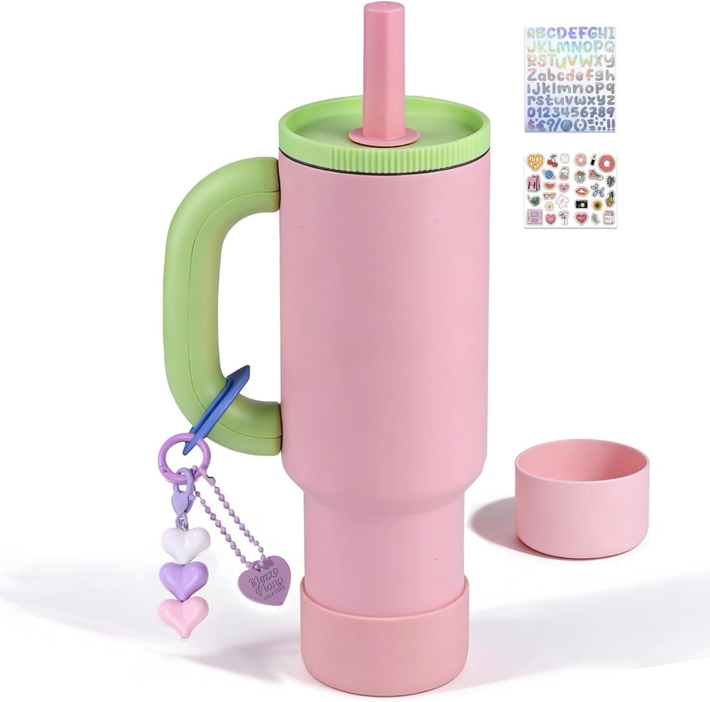 Skiennix 40oz Insulated Tumbler - Leakproof Stainless Steel Travel Mug with Handle & Straw | Hot Pink