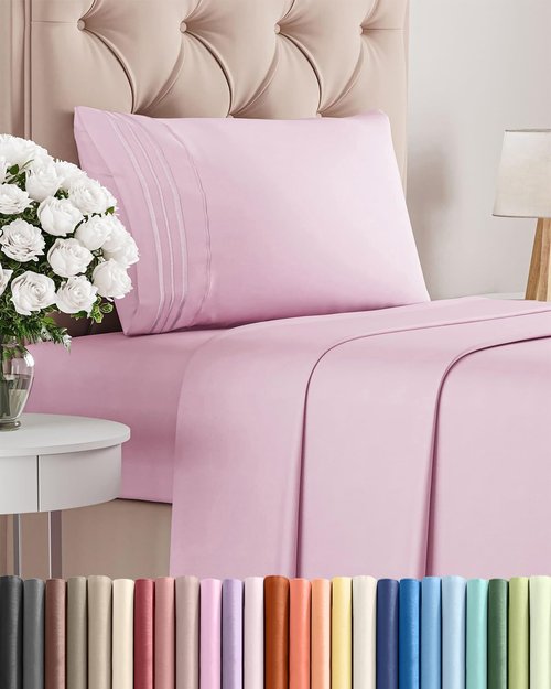 Comfy Twin XL Size 3 Piece Sheet Set - Breathable Cooling Bed Sheets - Luxury Hotel Quality - Deep Pockets, Soft, Wrinkle-Free - Oeko-Tex Certified - Light Pink