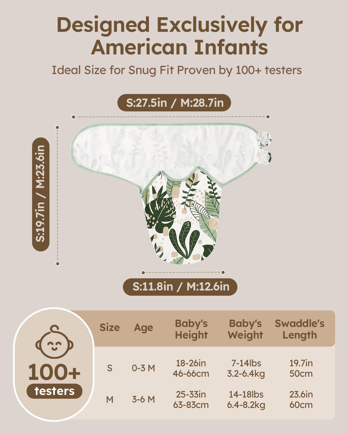 Yoofoss Baby Swaddle Sack - 100% Organic Cotton, Adjustable & Breathable for Newborns 0-3 Months