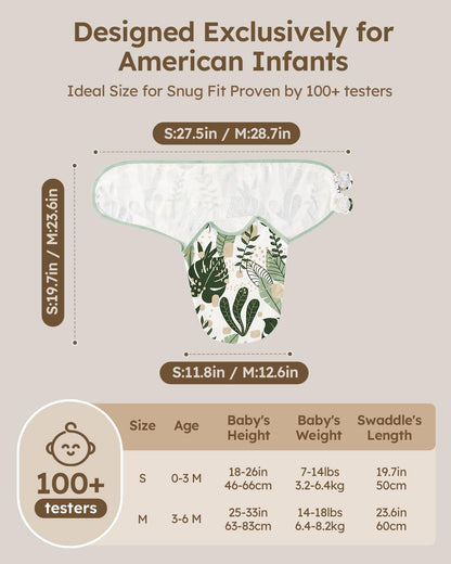 Yoofoss Baby Swaddle Sack - 100% Organic Cotton, Adjustable & Breathable for Newborns 0-3 Months