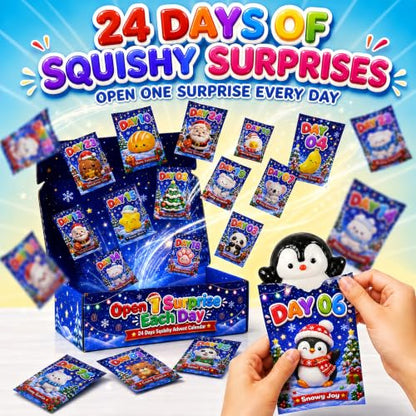 Christmas Kawaii Squishy Advent Calendar for Kids - Multicolor 24 Surprises
