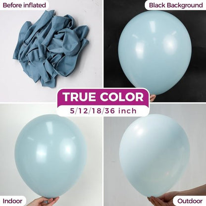 Bezente Dusty Blue Latex Balloons - 100 Pack of 12-Inch Round Helium Matte Balloons for Weddings & Parties