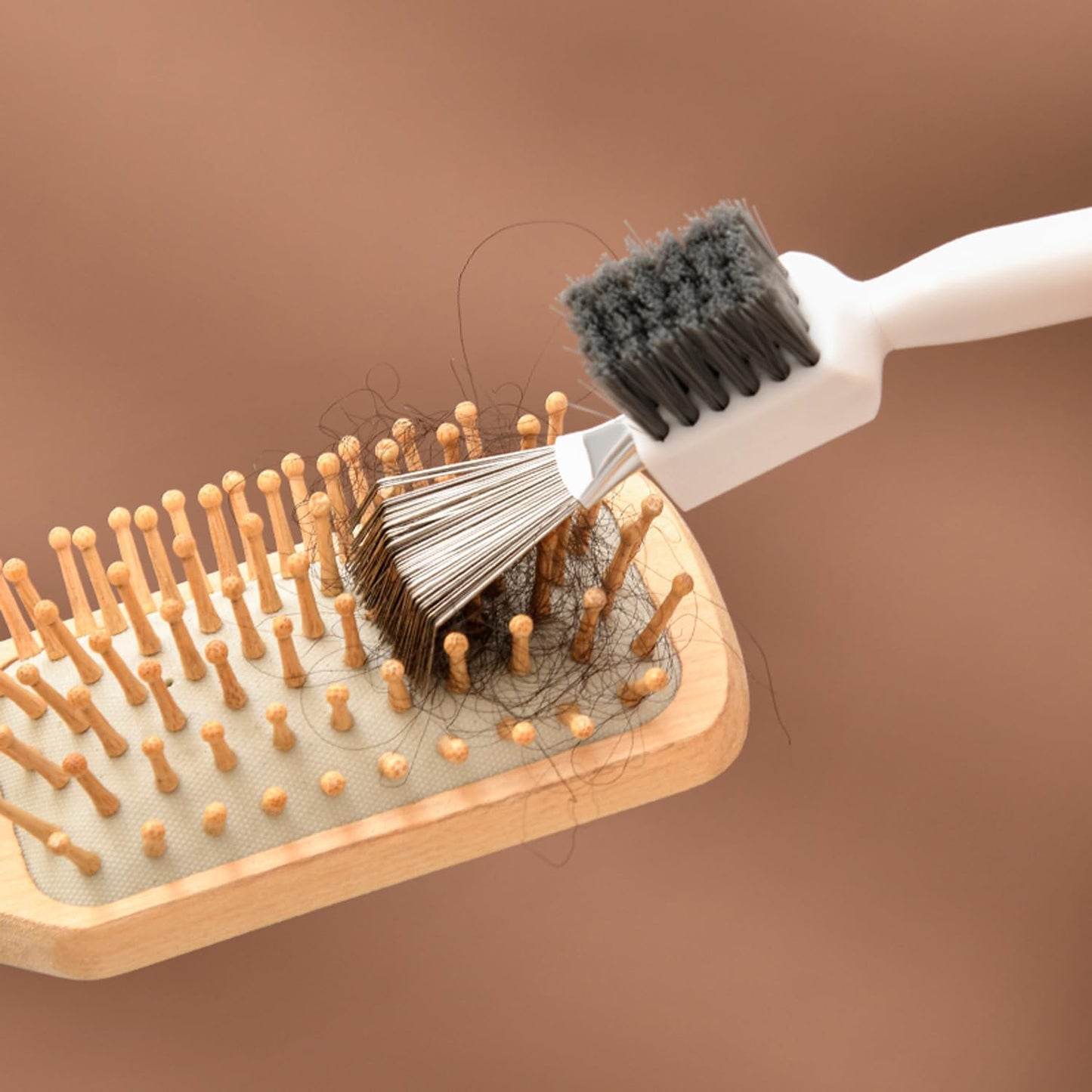 Skiennix Hair Brush Cleaner Tool - 2-in-1 Metal Wire Comb & Rake for Easy Hair Removal | Stiff Bristles