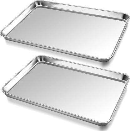 P&P CHEF Baking Cookie Sheet - 17.3 Inch Stainless Steel Oven Pan | Heavy Duty & Dishwasher Safe, Set of 2
