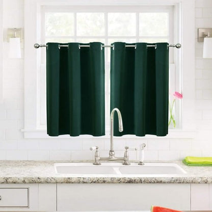 ChrisDowa Small Window Curtains - Grommet Thermal Insulated Room Darkening Panels (Forest Green, 52 x 36 Inch)