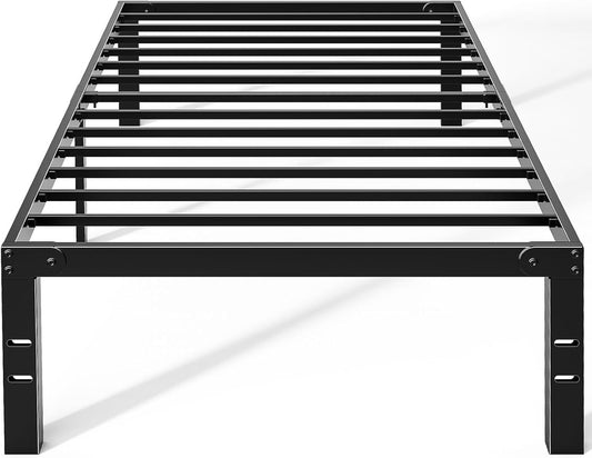 OLIXIS Metal Twin Bed Frame - 14-Inch High with Storage Space | Sturdy Steel Slat Support, 800LBS Capacity, Black
