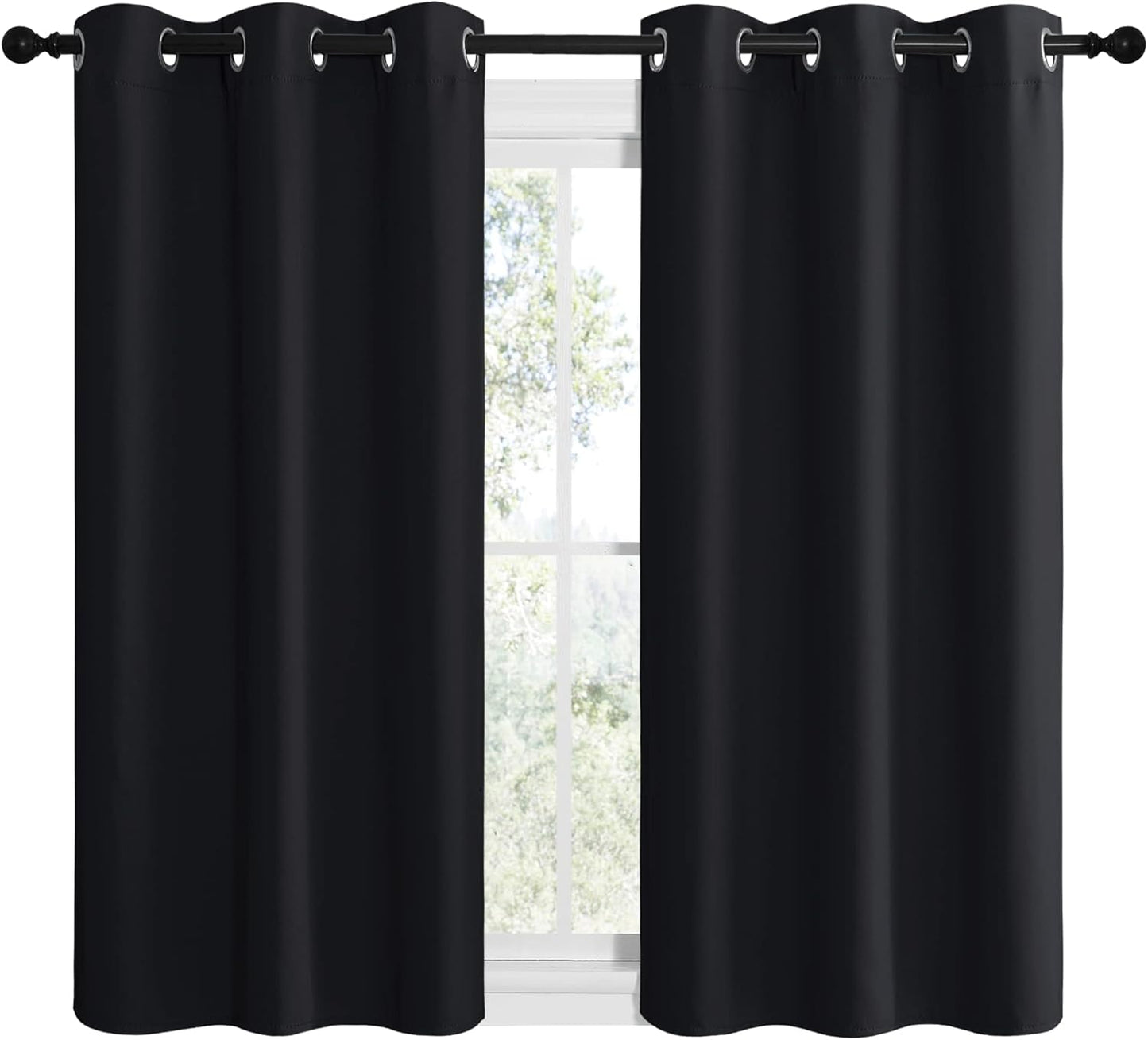 NICETOWN Blackout Curtains - Thermal Insulated Draperies for Autumn/Winter | Set of 2, 42"x48", Black