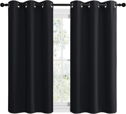 NICETOWN Blackout Curtains - Thermal Insulated Draperies for Autumn/Winter | Set of 2, 42"x48", Black
