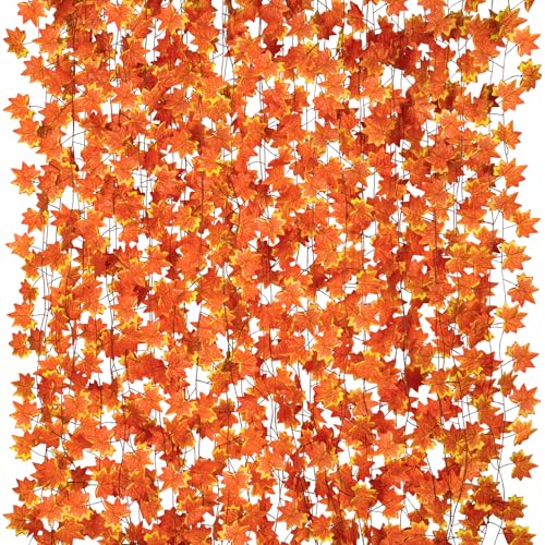 98Ft Fall Leaf Garland with Maple Leaves for Thanksgiving & Holiday Decor - Autumn Vines, Artificial Fall Decor for Home & Wedding - Variation of THIS listing