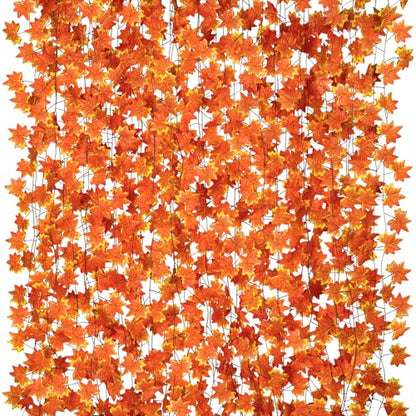 98Ft Fall Leaf Garland with Maple Leaves for Thanksgiving & Holiday Decor - Autumn Vines, Artificial Fall Decor for Home & Wedding - Variation of THIS listing