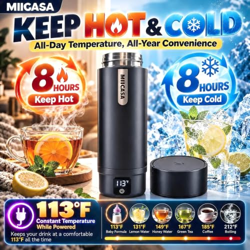 Portable Electric Kettle with 6 Temperature Settings - Black / 2