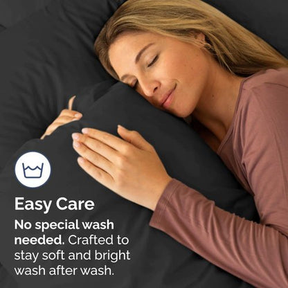 King Standard Pillow Cases - Soft Hotel Quality Pillowcase Covers | 4-Piece Set in Black - Machine Washable