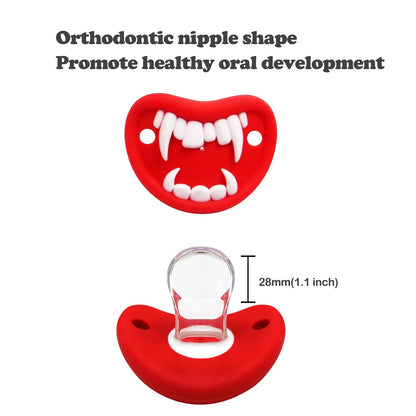 ROBBEAR Funny Baby Pacifier - Cute Mustache Vampire Binky | BPA-Free Silicone for Infants 0-36 Months